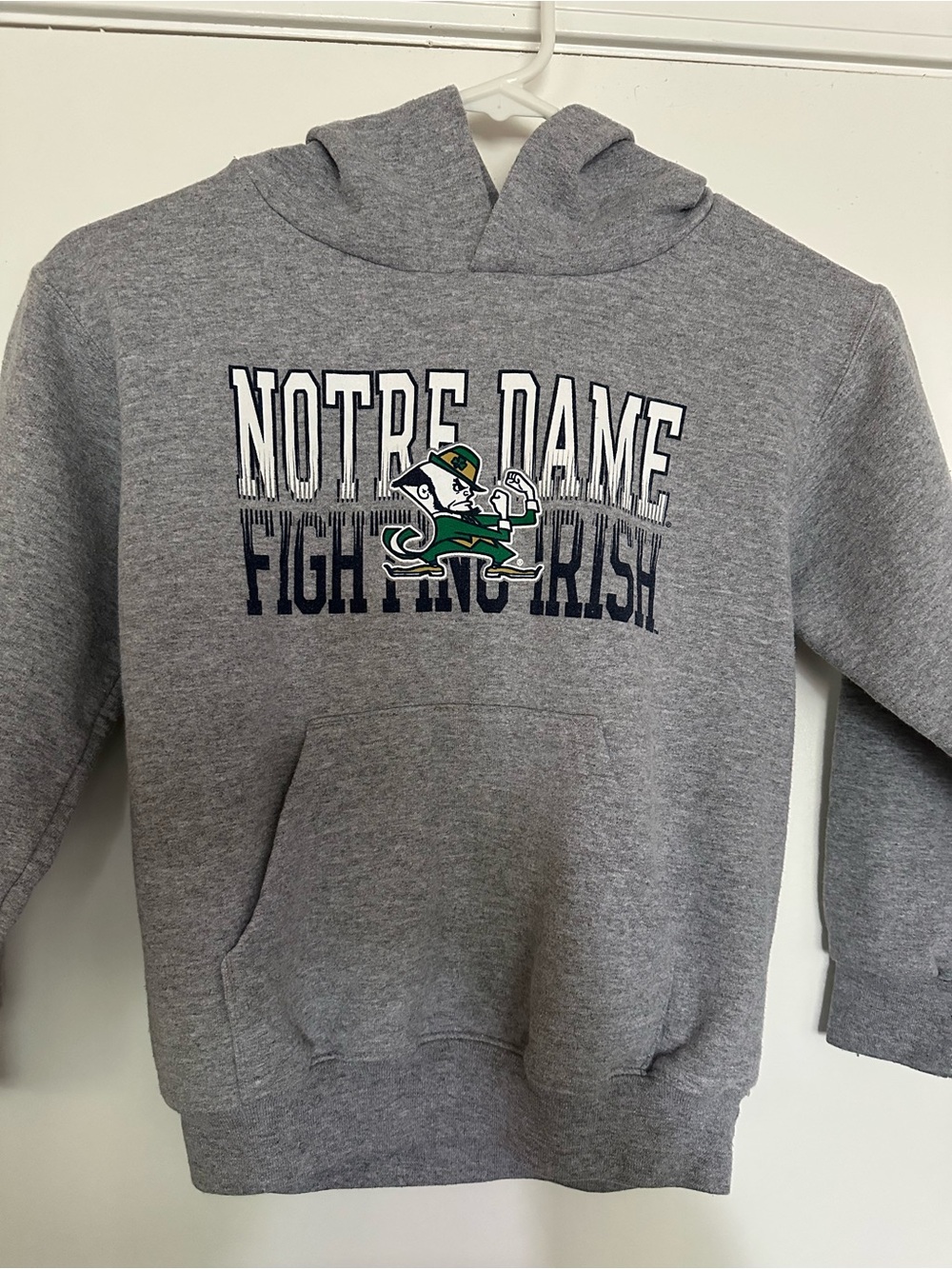 Champion Kids Gray Notre Dame Fighting Irish Hoodie with Green Logo
